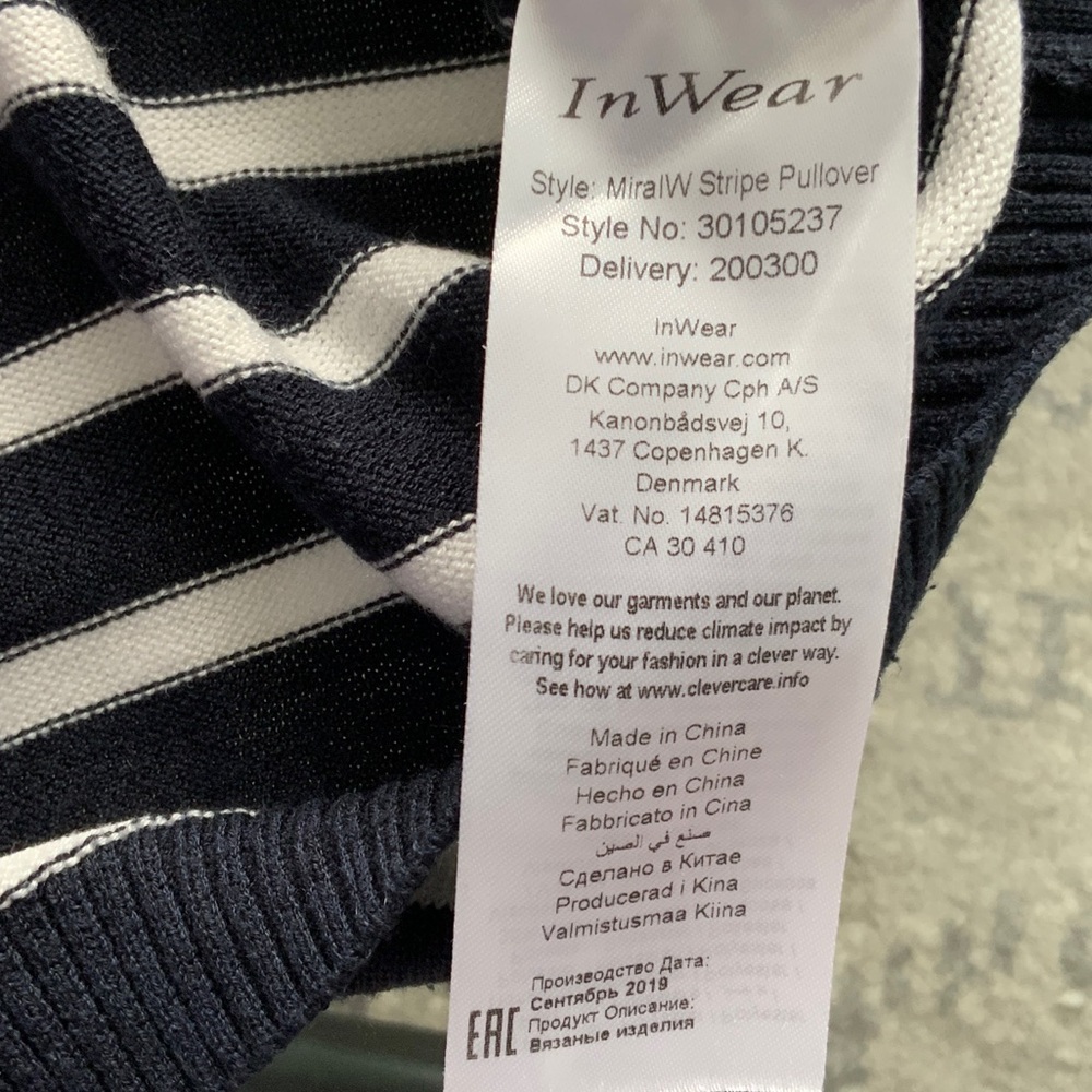 Inwear Classic Navy and White Striped Women's Sweater XS - Picture 4 of 6